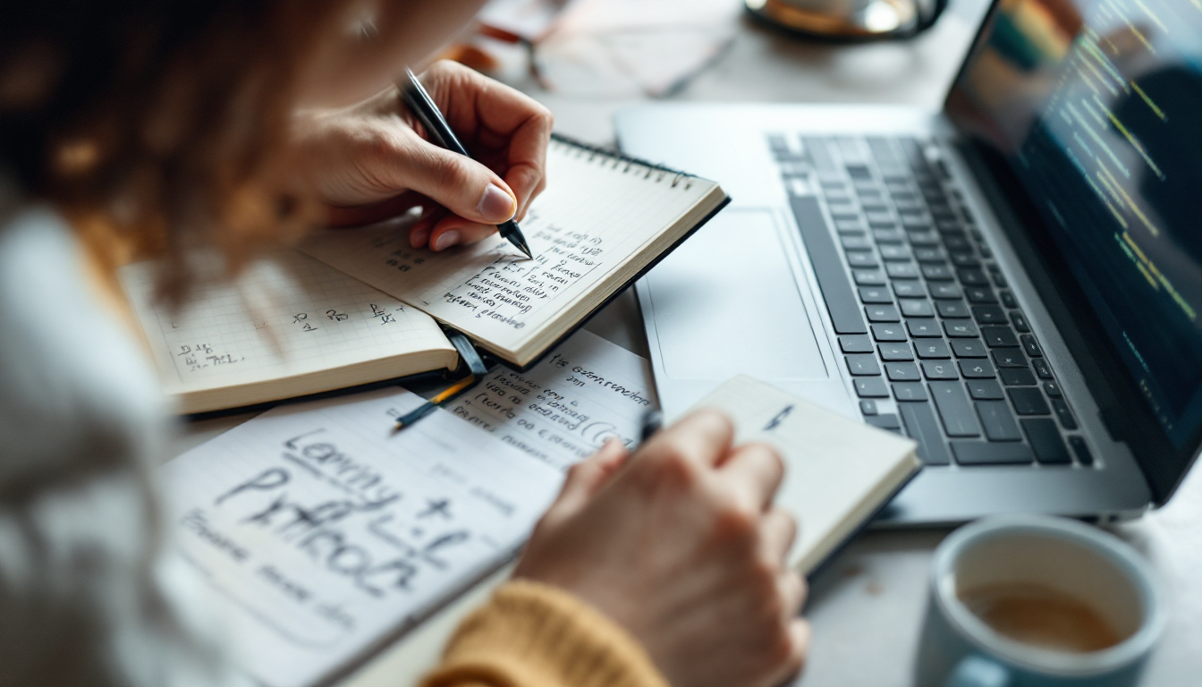 학습 일지를 작성하며 프로그래밍 성장을 기록하는 모습